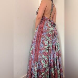 70% Silk Paisly Halter Boho Dress